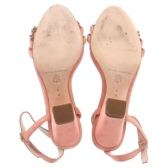 Loeffler Randall Tassel-Embellished Sandal Heels in Peach Suede